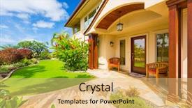  Presentation with sunny sky - Beautiful presentation design featuring beautiful home exterior luxury home backdrop and a yellow colored foreground