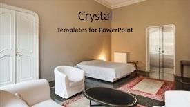  Presentation with hotel - Audience pleasing PPT theme consisting of beautiful hotel in historic building backdrop and a coral colored foreground