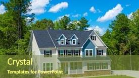  Presentation with colonial - Audience pleasing theme consisting of beautiful house colonial american style backdrop and a tawny brown colored foreground