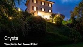  Presentation with romance - Amazing PPT theme having beautiful-house-in-the-middle backdrop and a black colored foreground