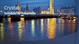  Presentation with beautiful houses - Cool new PPT theme with beautiful houses of parliament over the river thames backdrop and a ocean colored foreground