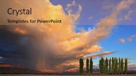  Presentation with road light - Audience pleasing presentation design consisting of beautiful huge cumulonimbus cloud is shined with the sunset rain streams are shone with orange light the cloud hangs over the gravel road backdrop and a coral colored foreground