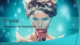  Presentation with falling snow - Theme featuring beautiful ice queen background and a teal colored foreground