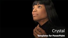  Presentation with afro - Presentation theme with afro american woman pray background and a wine colored foreground