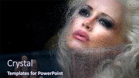  Presentation with glamour - Beautiful theme featuring beautiful image of glamour model behind glass backdrop and a wine colored foreground