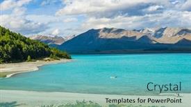  Presentation with alps - Colorful slides enhanced with beautiful-incredibly-blue-lake-tekapo backdrop and a teal colored foreground