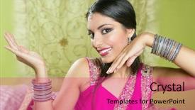  Presentation with indian fashion traditional - Presentation consisting of beautiful indian brunette young woman background and a coral colored foreground