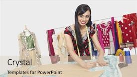  Presentation with fashion - Presentation consisting of portrait of beautiful indian female background and a soft green colored foreground