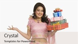  Presentation with indian traditional - Cool new presentation theme with beautiful indian woman in traditional backdrop and a  colored foreground