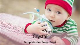  Presentation with baby christmas - Beautiful PPT theme featuring beautiful infant baby on blanket with babys first christmas ornament backdrop and a lemonade colored foreground