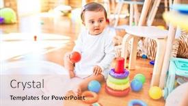  Presentation with infant - Theme consisting of beautiful-infant-happy-at-kindergarten background and a coral colored foreground