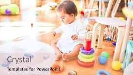  Presentation with infant - PPT layouts enhanced with beautiful-infant-happy-at-kindergarten background and a coral colored foreground