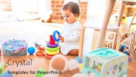  Presentation with infant - Beautiful slides featuring beautiful-infant-happy-at-kindergarten backdrop and a coral colored foreground
