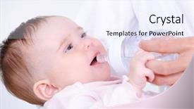  Presentation with innocence - Amazing slide deck having beautiful innocence little baby drinking backdrop and a sky blue colored foreground