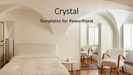  Presentation with bed hotel - Theme with beautiful interior of hotel apartment with double bed background and a soft green colored foreground