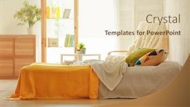  Presentation with bedroom modern - Slide deck enhanced with beautiful interior of modern bedroom with cozy bed background and a lemonade colored foreground
