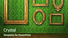  Presentation with wooden floor and gold frame - Colorful presentation enhanced with beautiful interior vintage wallpaper wooden backdrop and a forest green colored foreground
