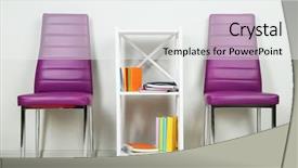  Presentation with modern color - Audience pleasing slide set consisting of beautiful interior with modern color chairs books on wooden stand on wall background backdrop and a white colored foreground
