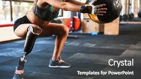  Presentation with gym ball - Audience pleasing presentation theme consisting of beautiful invalid woman with prosthesis backdrop and a dark gray colored foreground