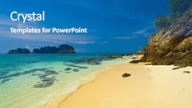  Presentation with teal and yellow wallpaper - Cool new presentation theme with beautiful island - sunshine scene vacation wallpaper backdrop and a  colored foreground