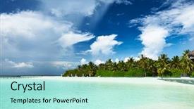  Presentation with beautiful skin and beach - Presentation design enhanced with beautiful island beach at maldives background and a  colored foreground