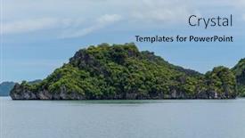  Presentation with world heritage - PPT theme having beautiful-island-landscape-of-halong background and a light blue colored foreground