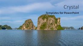  Presentation with world heritage - Presentation theme featuring beautiful-island-landscape-of-halong background and a light blue colored foreground