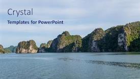  Presentation with world heritage - PPT theme enhanced with beautiful-island-landscape-of-halong background and a light blue colored foreground