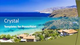  Presentation with cyclades - Colorful PPT layouts enhanced with beautiful islands of greece - andros cyclades backdrop and a teal colored foreground