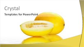  Presentation with melon - Beautiful PPT theme featuring beautiful-isolated-yellow-melon backdrop and a white colored foreground