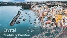  Presentation with marina - Slide deck enhanced with beautiful-italian-island-procida-famous background and a ocean colored foreground