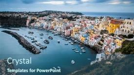  Presentation with marina - PPT theme with beautiful-italian-island-procida-famous background and a ocean colored foreground