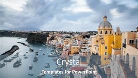  Presentation with marina - Slide set with beautiful-italian-island-procida-famous background and a seafoam green colored foreground