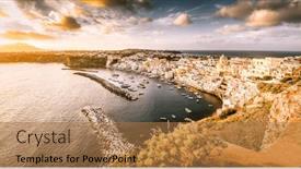  Presentation with marina - PPT layouts featuring beautiful-italian-island-procida-famous background and a coral colored foreground