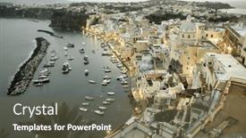  Presentation with marina - Presentation design with beautiful-italian-island-procida-famous background and a tawny brown colored foreground