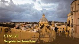  Presentation with marina - Presentation theme featuring beautiful-italian-island-procida-famous background and a tawny brown colored foreground