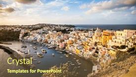  Presentation with marina - PPT theme consisting of beautiful-italian-island-procida-famous background and a tawny brown colored foreground