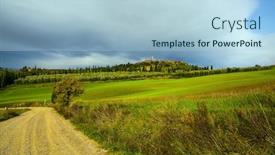  Presentation with rural tourism concept - Cool new slide set with beautiful-italy-picturesque-hills backdrop and a light blue colored foreground