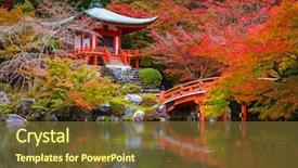  Presentation with kyoto - Audience pleasing theme consisting of beautiful japanese garden with colorful backdrop and a tawny brown colored foreground
