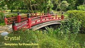  Presentation with lake front - Cool new PPT theme with beautiful japanese garden with a lake and a red bridge in the front backdrop and a tawny brown colored foreground