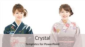  Presentation with kimono - Cool new theme with beautiful japanese kimono women isolated backdrop and a lemonade colored foreground