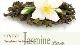  Presentation with jasmine flower - PPT layouts having beautiful jasmine flower and dry green tea isolated on white background and a cream colored foreground