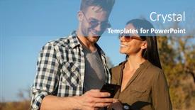  Presentation with beautiful nature - PPT theme featuring beautiful-joyful-couple-hugging background and a light blue colored foreground