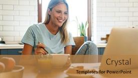  Presentation with breakfast cereal - Presentation enhanced with beautiful-joyful-girl-using-laptop background and a gold colored foreground