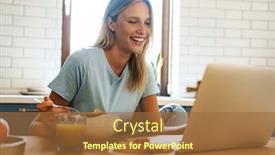  Presentation with breakfast cereal - Amazing slide deck having beautiful-joyful-girl-using-laptop backdrop and a red colored foreground