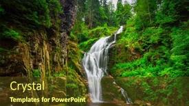  Presentation with waterfall - PPT theme featuring beautiful-kamienczyka-waterfall background and a tawny brown colored foreground