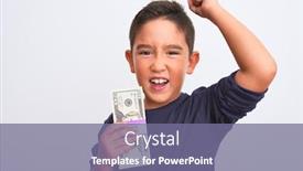  Presentation with anger kid - Beautiful slide deck featuring beautiful-kid-boy-holding-dollars backdrop and a violet colored foreground
