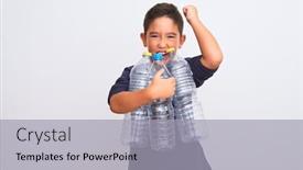  Presentation with anger kid - PPT layouts with beautiful-kid-boy-recycling-plastic background and a light gray colored foreground