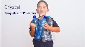  Presentation with plastic recycling - Audience pleasing PPT theme consisting of beautiful-kid-boy-recycling-plastic backdrop and a sky blue colored foreground