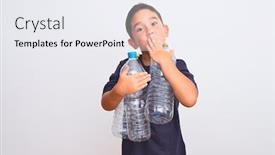  Presentation with plastic recycling - Audience pleasing PPT theme consisting of beautiful-kid-boy-recycling-plastic backdrop and a sky blue colored foreground